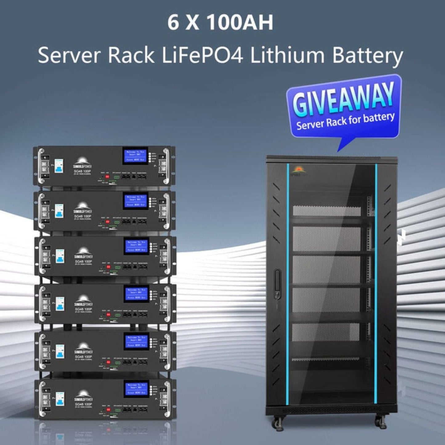 SunGold Power Server Rack LiFeP04 Lithium Battery