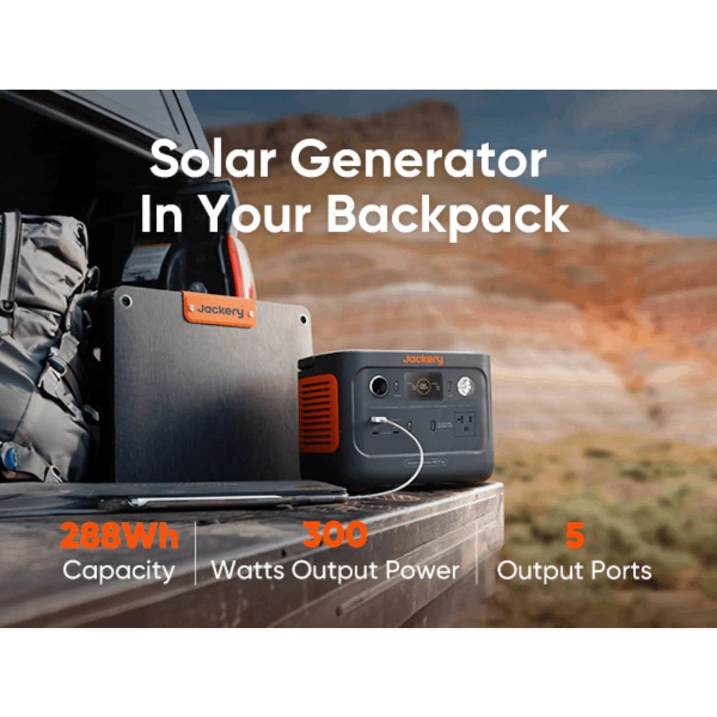 The Jackery Explorer 300 Plus Portable Power Station charging a laptop