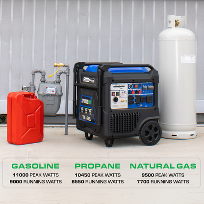 DuroMax XP11000iHT 11,000 Watt Portable Tri Fuel Inverter Generator - Quiet, Low THD