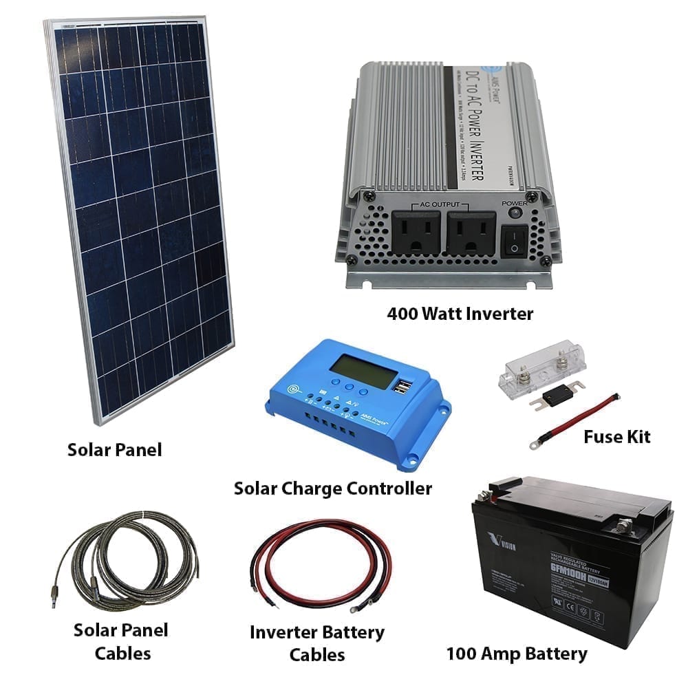 AIMS Power 400W 12VDC Off-Grid Solar Kit | 120W Solar