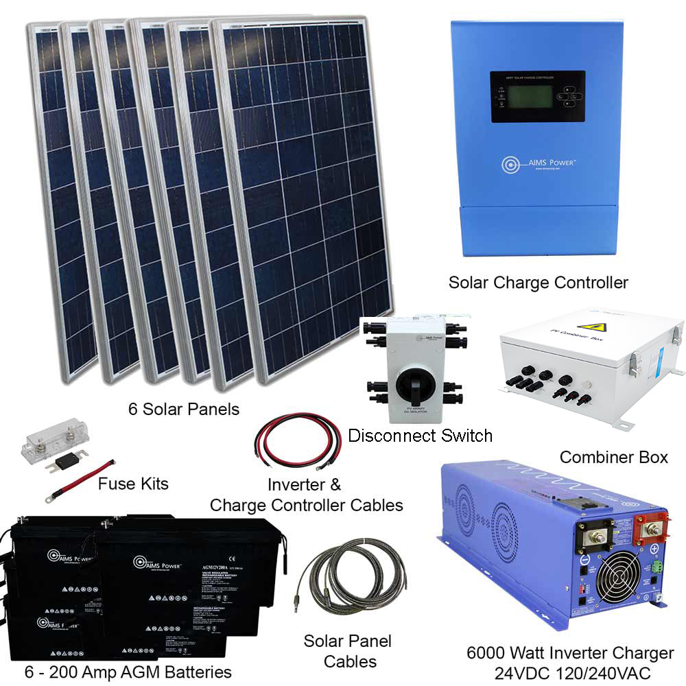 AIMS Power 6kW 24VDC Off-Grid Solar Kit | 1980W Solar