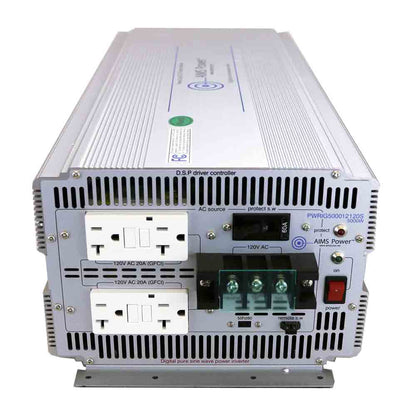 AIMS Power 5000 Watt 24 Volt Pure Sine Power Inverter Side View With Outlets