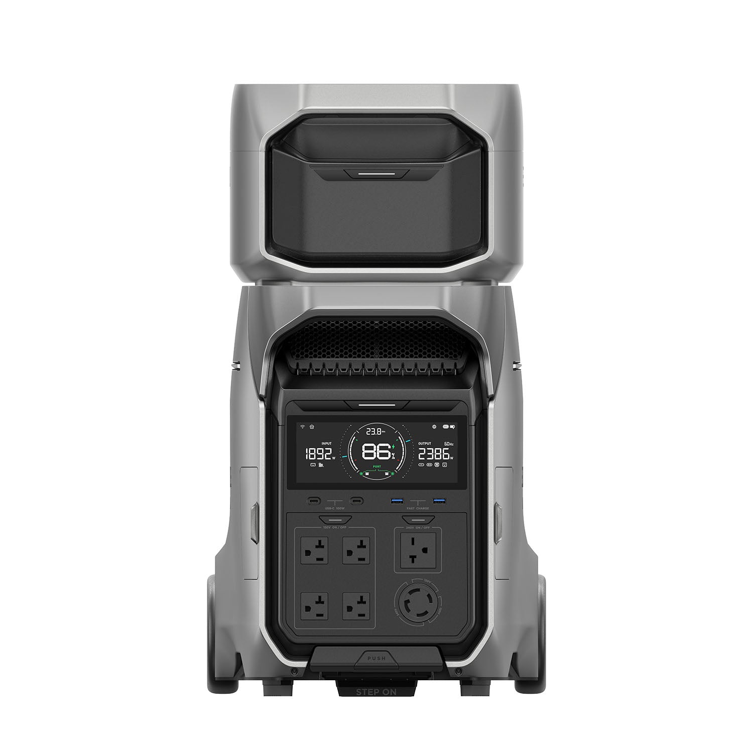 Front View Of The DELTA Pro 3 With One Smart Extra Battery