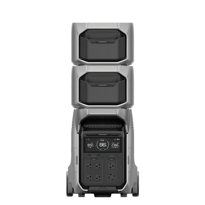 Front View Of The DELTA Pro 3 With Two Smart Extra Batteries